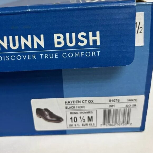 Nunn Bush Men’s Hayden Plain Toe Oxford Black, Size 10.5 M